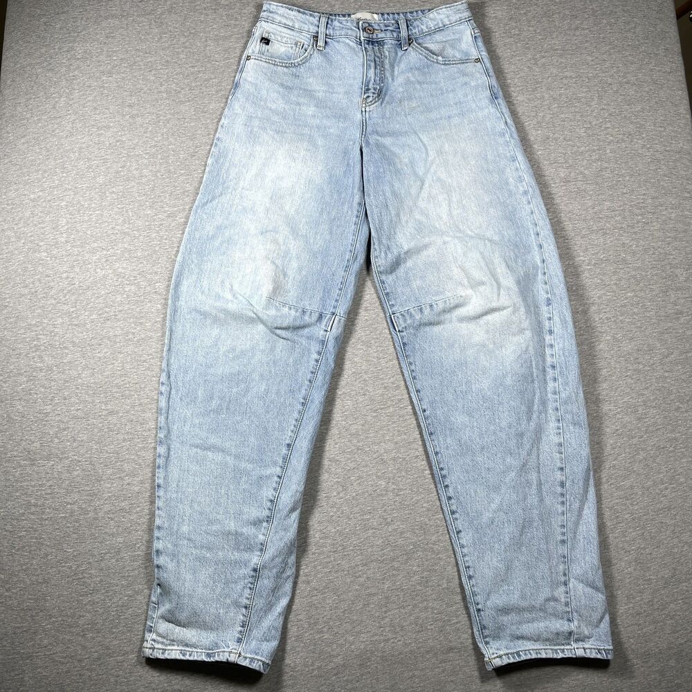 KanCan Jeans Womens 7/27 Blue Light Wash Mom High Rise Relaxed Stretch Denim